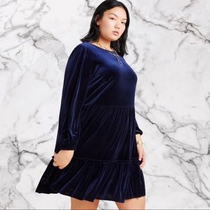 NWT Anthropologie navy velvet dress long sleeve 1x